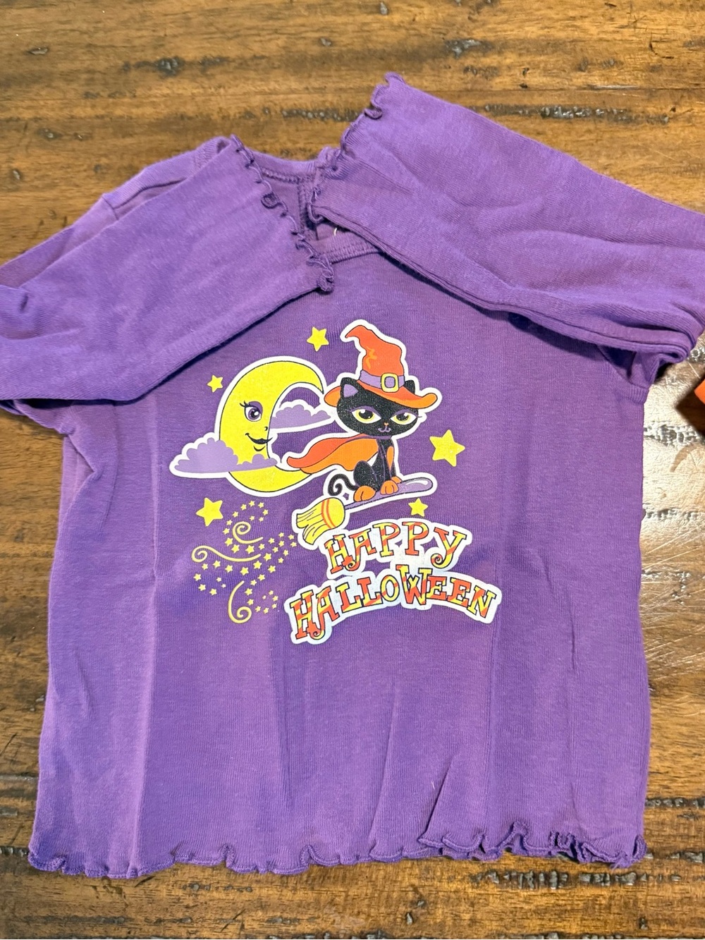 Purple 'Happy Halloween' Witch Cat Tee